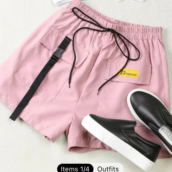 Worn once. SHEIN graphic tee cropped. & Drawstring shorts Size: Medium - Picture 3 of 3